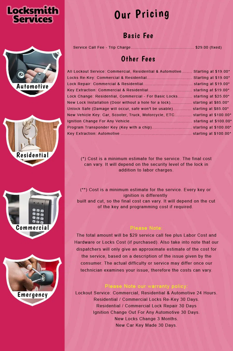 Thorofare NJ Locksmith Store Thorofare, NJ 856-230-4062 - price-list-c-18